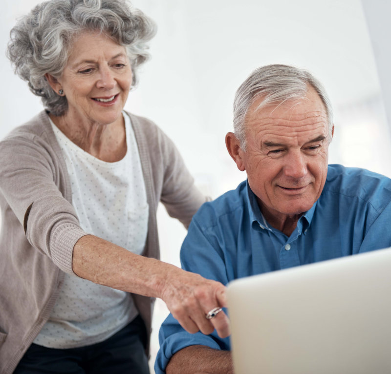 wise couple browsing the web