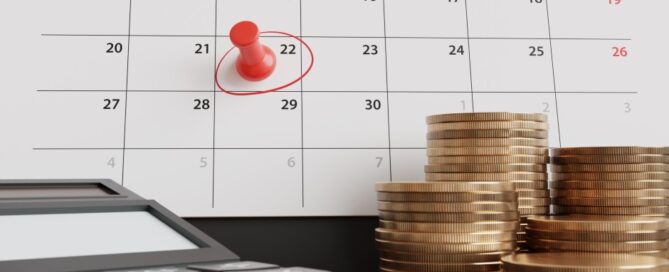 A calendar shows a circled date, indicating the due date of a bill.