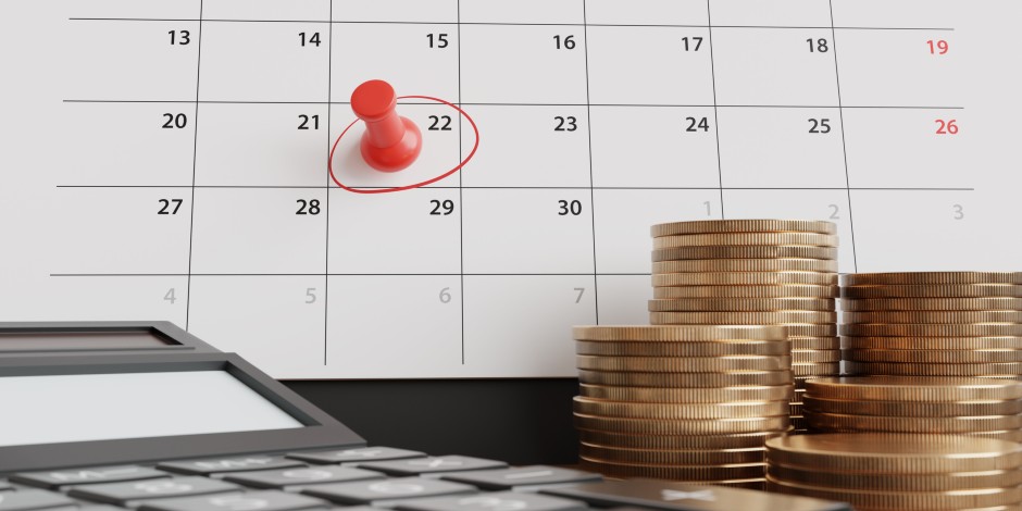 A calendar shows a circled date, indicating the due date of a bill.