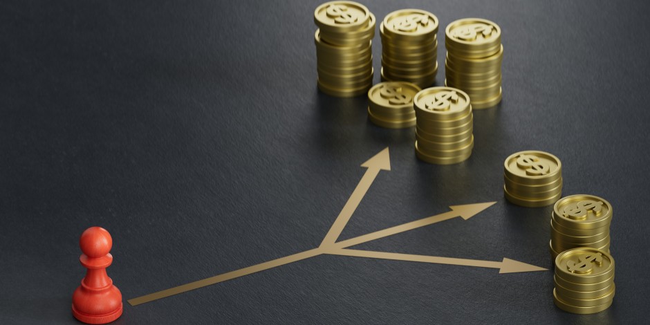 A pawn, representing a person, considers options for money.